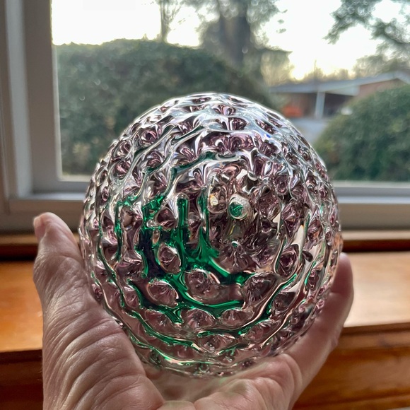 Blenko Glass Orchid & Green Strawberry # 9350- Produced in 1993 & 1994 - Picture 9 of 12